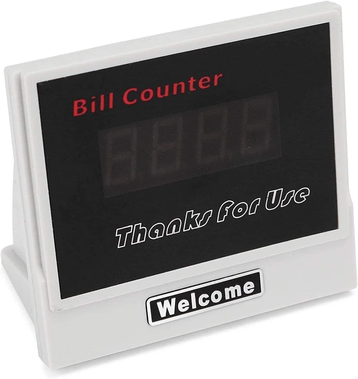 Display esterno su base bianca con scritta Bill Counter e LED rosso a quattro cifre