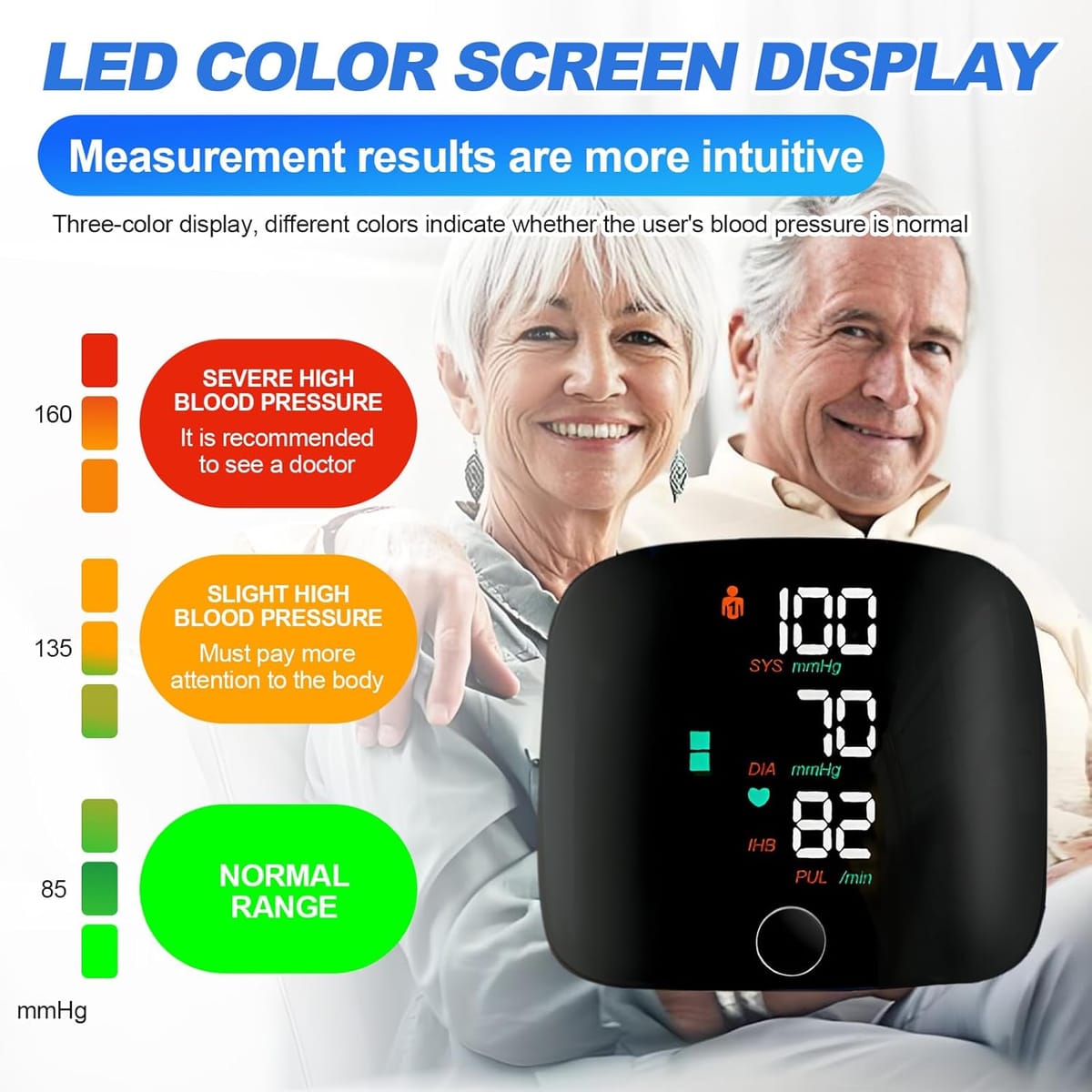 Display LED con cifre grandi e barra colorata che colloca il valore misurato nella sua fascia