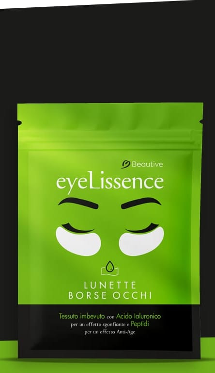 Busta singola dei patch Eye Lissence con le lunette bianche illustrate sul fronte