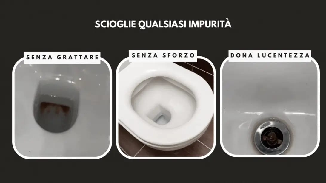 Risultato del trattamento sulla ceramica e sullo scarico, senza sfregare